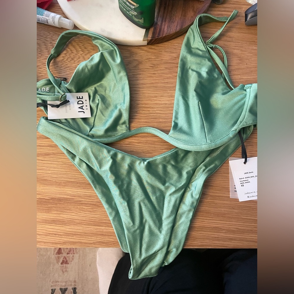 Jade Swim Basil Sheen Bikini Top and Bottom